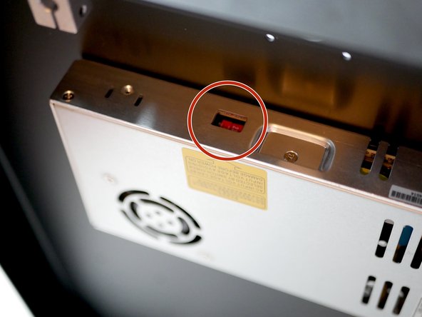 Before mounting the PSU, check that it's voltage input is adjusted correctly for your location. The switch on the side of the unit should be set to your mains voltage. In the UK this would be 230v, in the USA it would be set 110v.