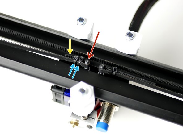Take the remaining GT2 belt and tie one end to the left bolt on the tool carriage.