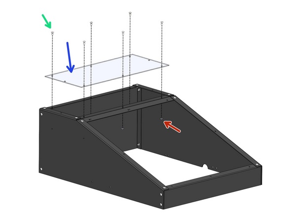 Remove the protective film from both sides of the acrylic panel and fix it onto the roof as shown.