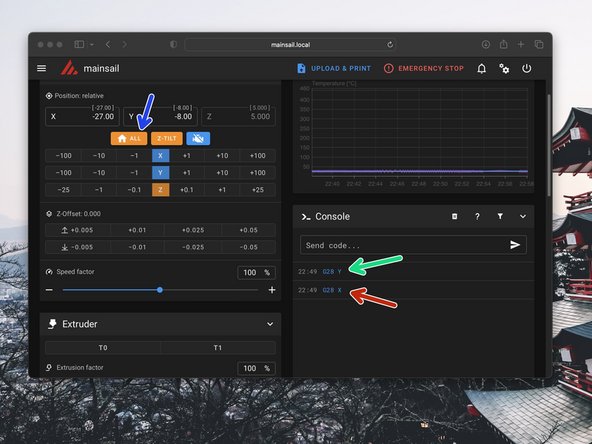 Adjust the Probe so that it sits below the tip of the nozzle.