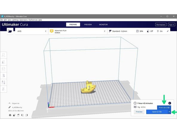 To print via USB you will first need to connect the Axis to your printer via USB.