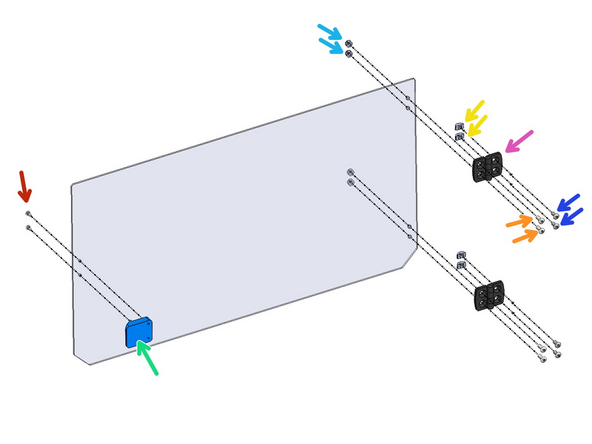 Build the roof door as shown. Take care to orientate the panel as shown with the cut corners pointing down. Repeat the same with the larger front door.