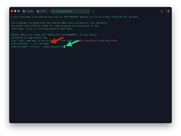 After powering back up, reconnect to the printer via SSH in Termius and send:
