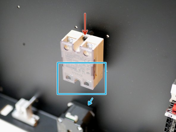 Mount the SSR by first dropping it onto the bolt you loosely fixed in the previous step.