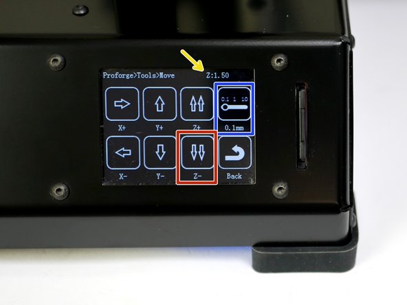 On the touch screen go to Tools -> Move and toggle the distance selector to 0.1mm.