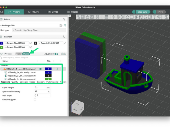 With a successful single material print you can now try a multi material print.