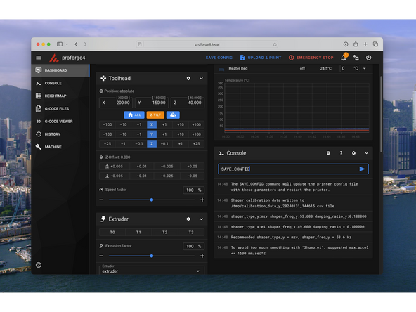In the Console in Mainsail send the following commands: