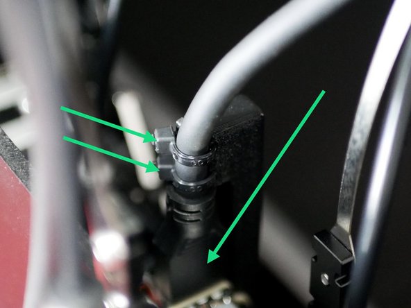 Connect the print head cable to the print head. Use two cable ties to hold in place.
