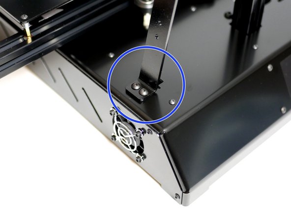 Fix the bottom of the support beam to the base with two M4 x 10mm bolts and M4 Nyloc Nuts.