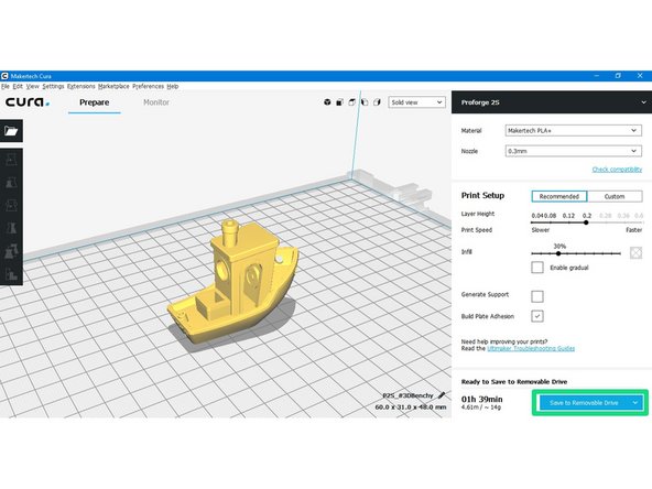 Save the .gcode to the included SD card.