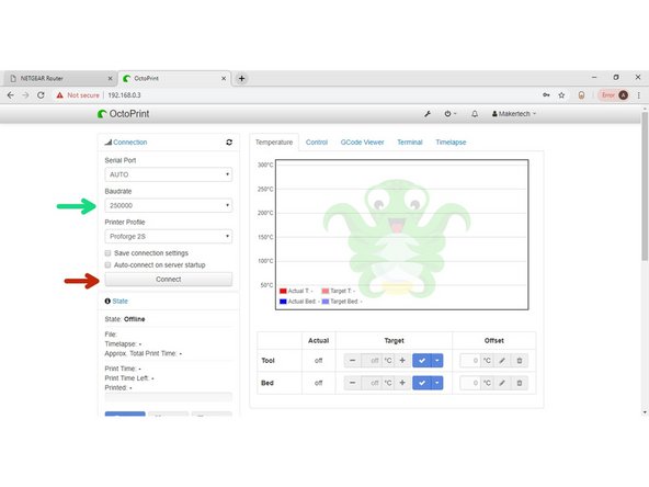 Set the Baudrate to 250000.
