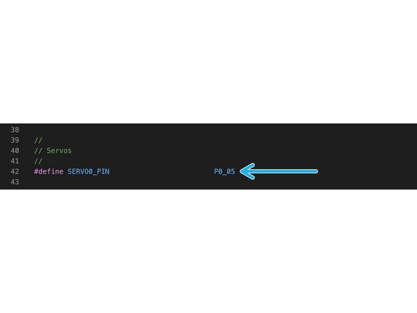 Similarly, in the wiring diagram, the servos orange cable needs to be connected to a digital signal pin on your control board. You can set this pin number by entering the following into either your configurtion.h file or directly into your boards pins.h file.