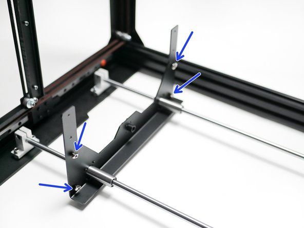 Loosely fasten M4 x 6mm bolts and M4 t-nuts onto the fours holes on the platform panels like shown.