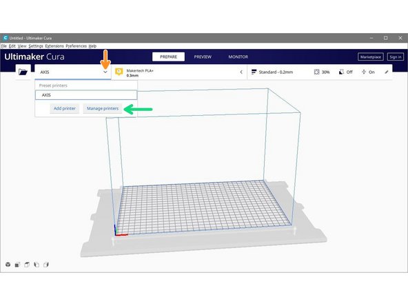 You can access Machine Settings by clicking the Arrow next to AXIS.