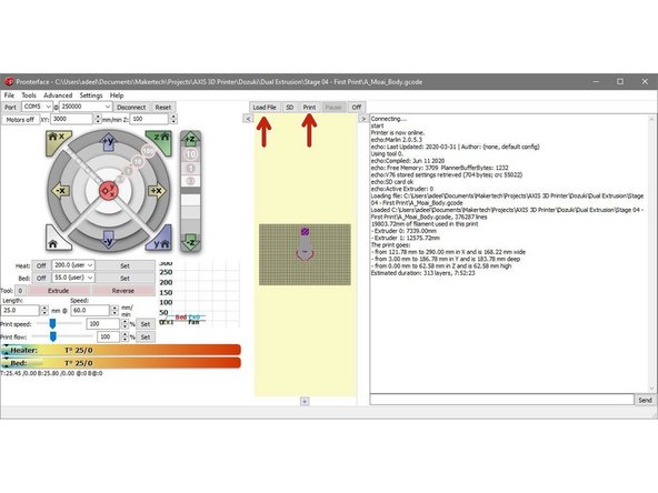 To print via USB you will first need to connect the Axis to your printer via USB.
