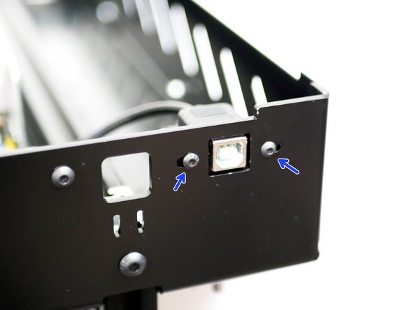 Fix the USB B cable to the back of the base with two M3 x 6mm bolts.