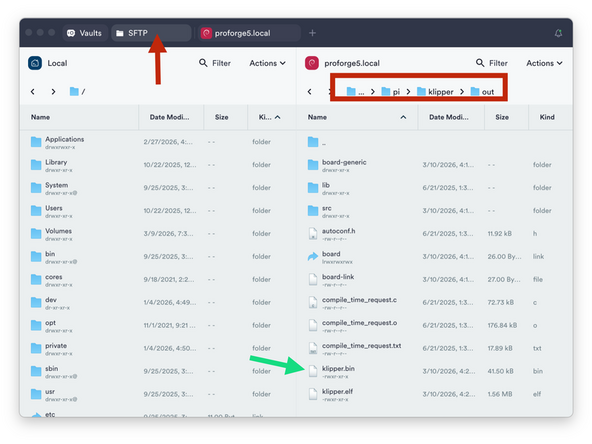 Go to the SFTP tab to access the folder directory on the Pi and navigate to: