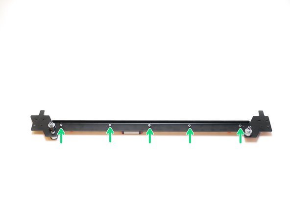 Secure the rail to the gantry as shown with five M3 x 10mm cap head bolts and M3 nyloc nuts.