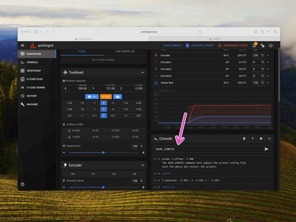 Move the print head to the centre of the bed.