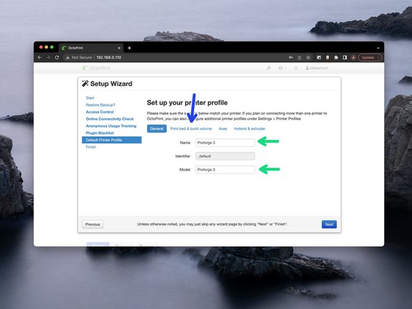 Set your printers name.