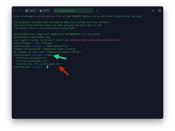 Send a make command to create the firmware file.