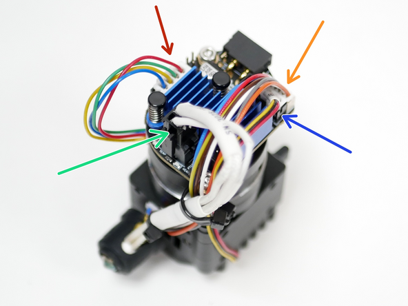 After mounting the tool board to the back of the extruder, connect the cables as shown.