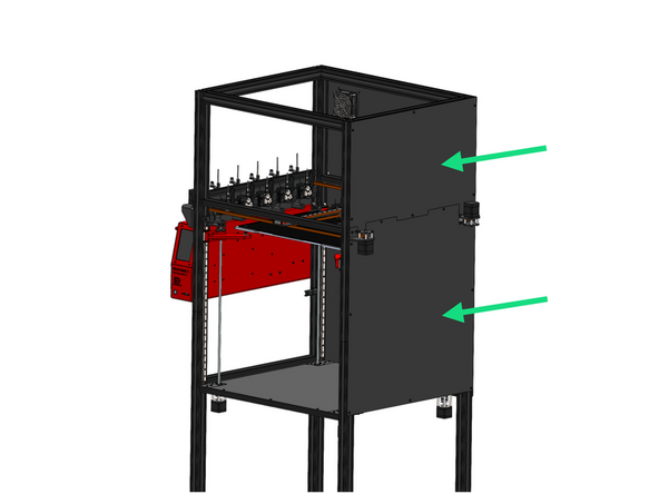 Install onto the right side of the frame the two right side panels with M5x6mm bolts and M5 T-nuts.