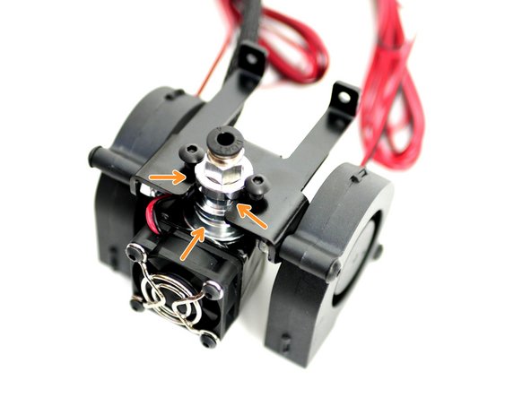 Slide the HotEnd in and clamp it down with the two M4 bolts.