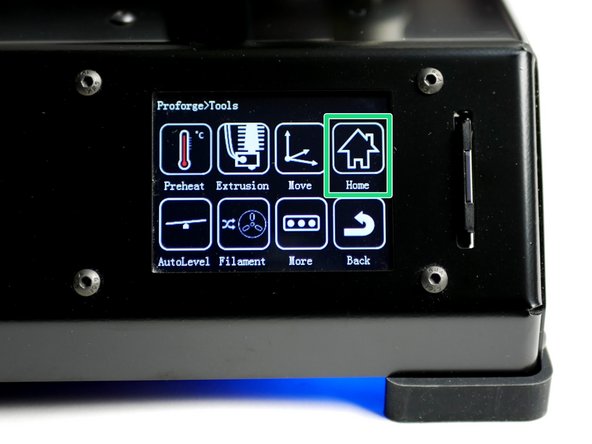 Using the touch screen go to Tools -> Home.
