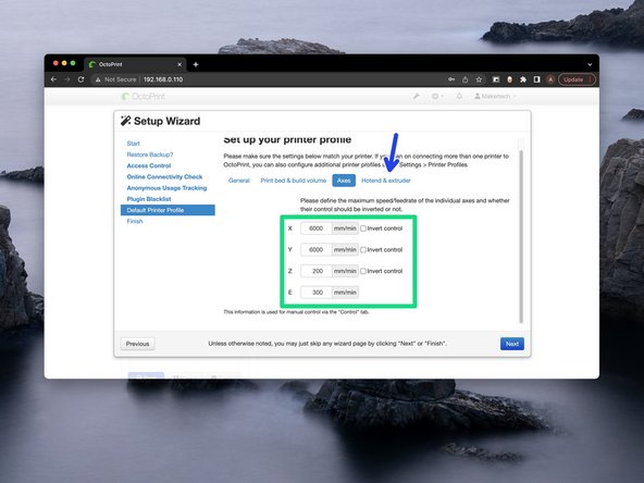 Leave these setting as default.