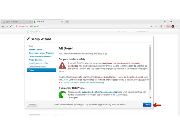 Read the notice and click Finish.