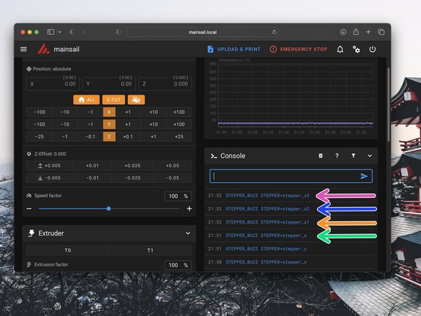 Send the command: STEPPER_BUZZ STEPPER=stepper_z