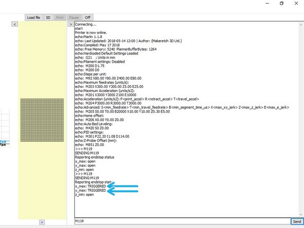 Move by hand the axes so as to trigger the X &amp; Y endstops. A green light should shine.
