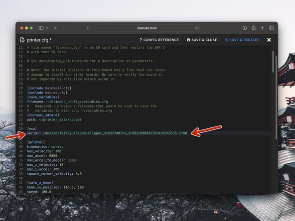 Paste the line that you previously copied here, after serial: