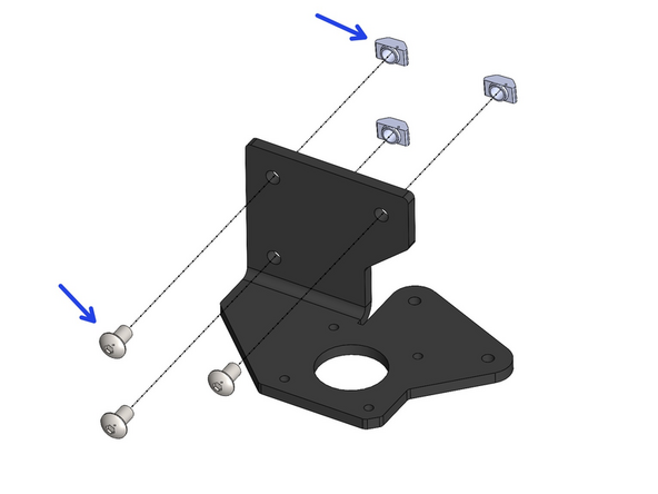 Prepare the Front Motor Bracket with M5x8mm Button bolts and T-nuts