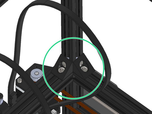 Secure the roof frame to the top of the printer via the corner brackets.