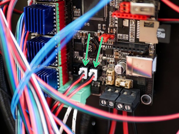 Connect the part cooling fans to the positions show.