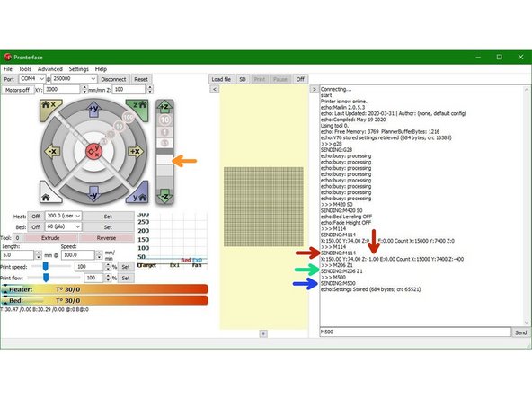 Send the M114 command again to report the Z-axis position.