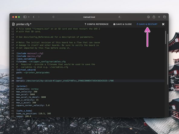 Click Save &amp; Restart when done.