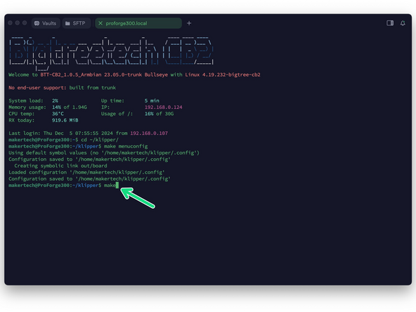Send a make command to create the firmware file.