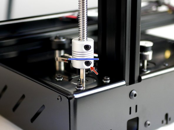 Push the Spring Coupling onto the shaft of the Z motor. Again clamping only up to the spring part of the coupling as marked on the first image.
