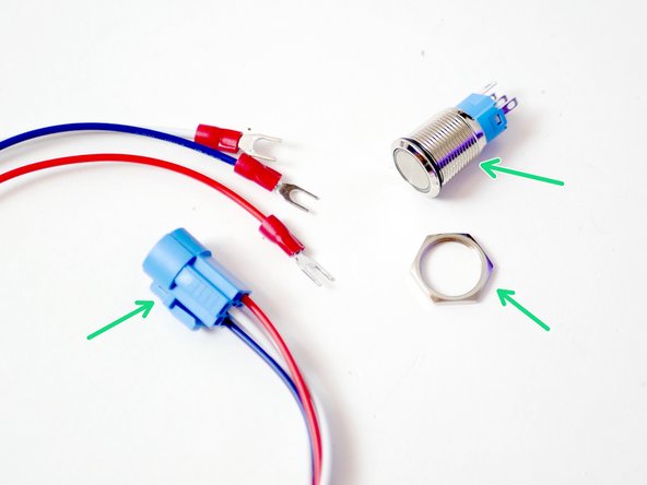 Disassemble the switch assembly by pulling the adaptor off the switch and undoing the nut.