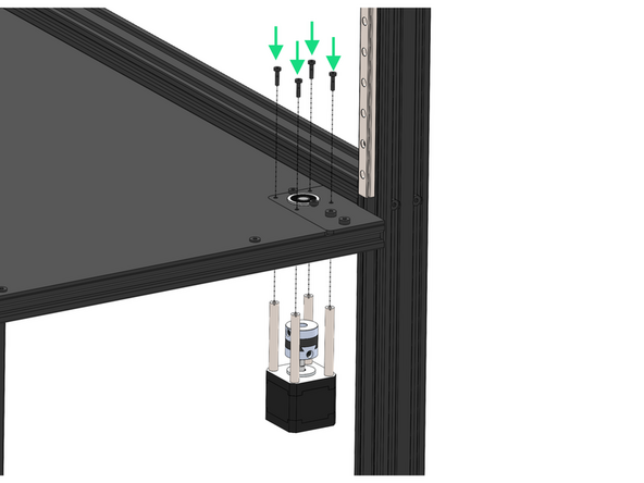 Fix the four z-motor assemblies to the brackets.
