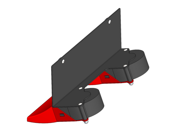 Loosely fasten on two M4 x 6mm bolts and M4 T-nuts onto the static cooling fan assembly as shown.