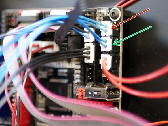 Connect the two hotend thermistors to the control board.