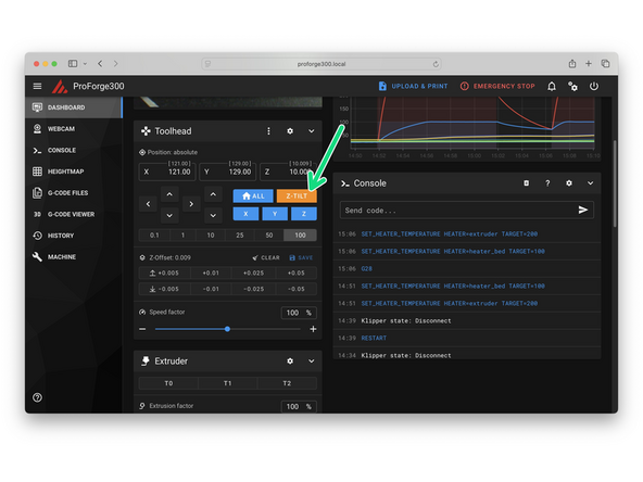 Dock the print head by sending DOCK_T0.