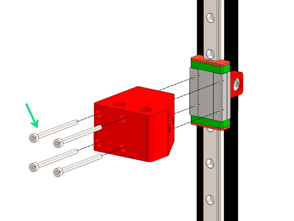 Mount Z-brackets onto the rail carriages with M3 x 45mm Cap Bolts.