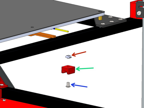 Fix the cables to the bottom of the platform frame with the 3d printed bracket.