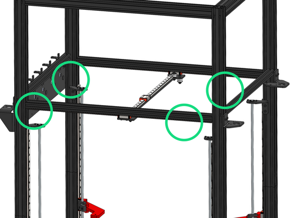 Fix the four lead screw bracket assemblies to the frame.