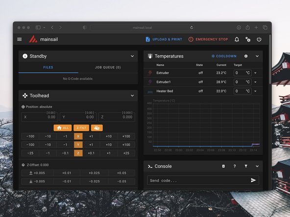 After restarting Klipper you should now have a connection with the printer.